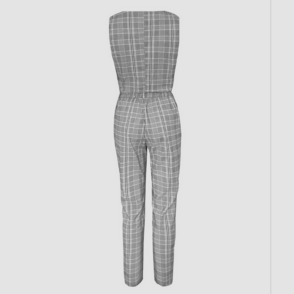 CHICME Plaid Two-Piece Stretchy Set In Black And White Size L - Picture 6 of 16